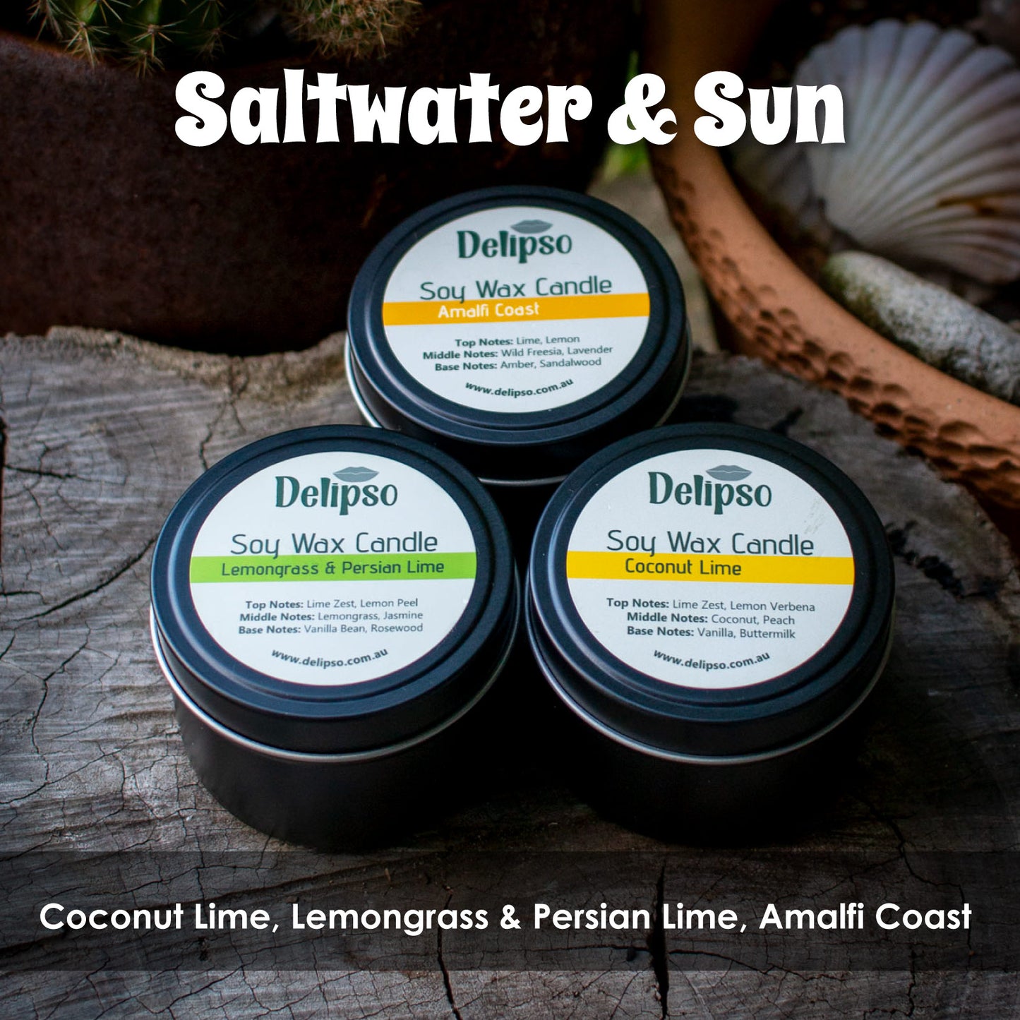 3 Pack of Coconut Soy Candles – 90g Travel Tin