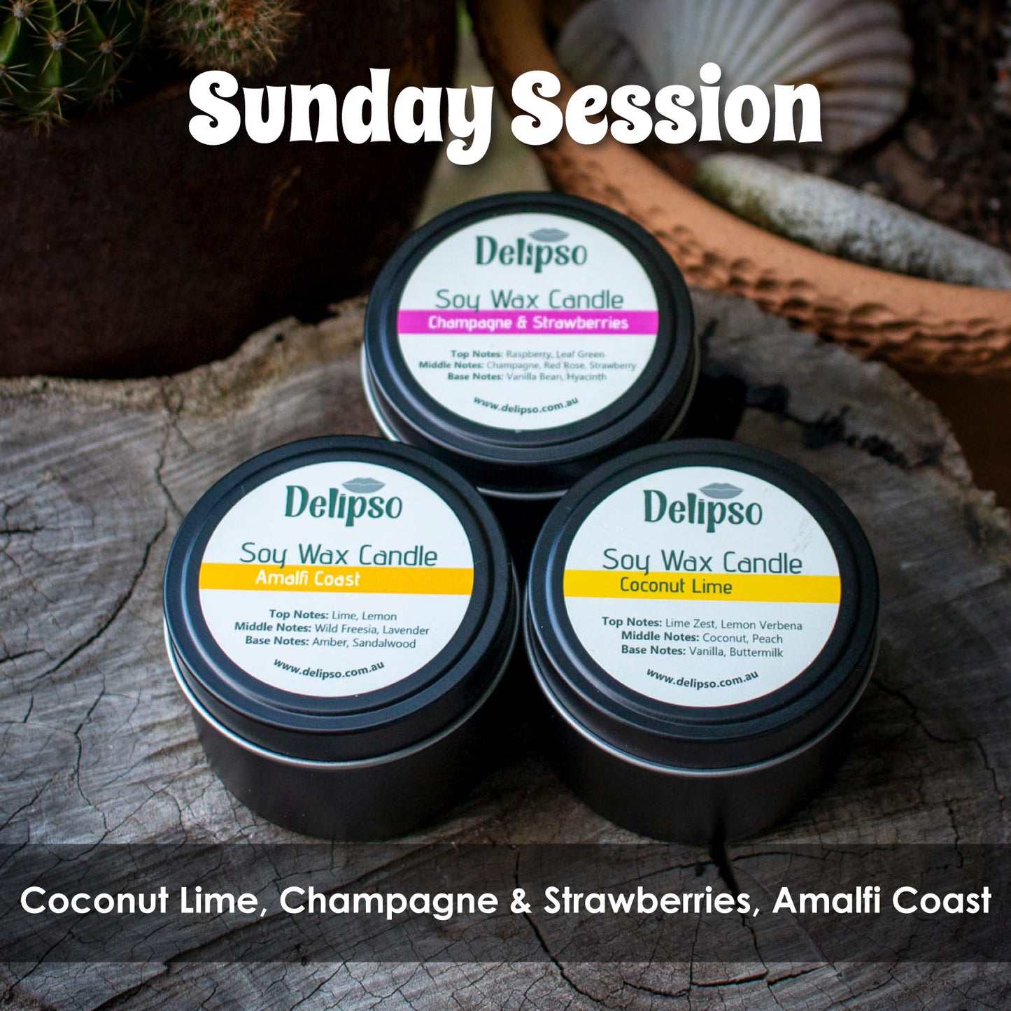 3 Pack of Coconut Soy Candles – 90g Travel Tin