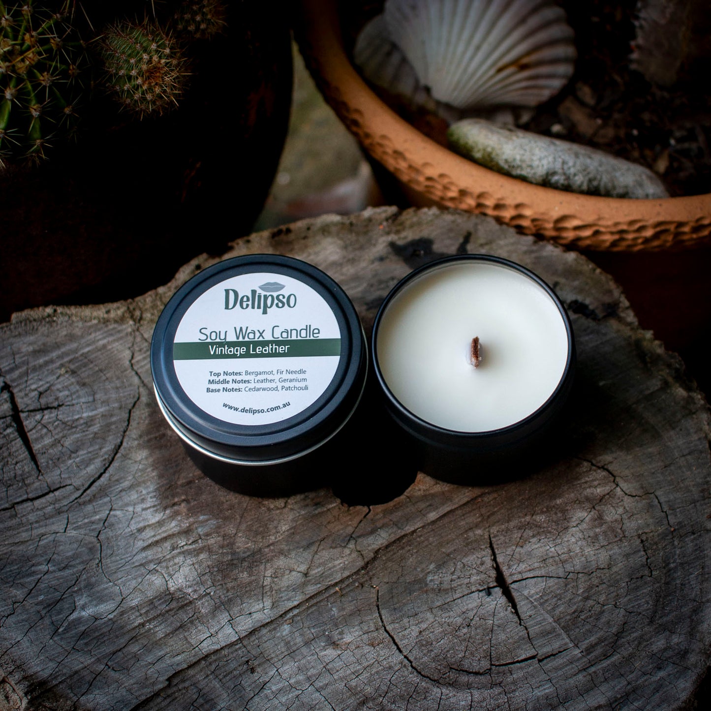 Vintage Leather & Sandalwood — Warm & Woody Coconut Soy Candle